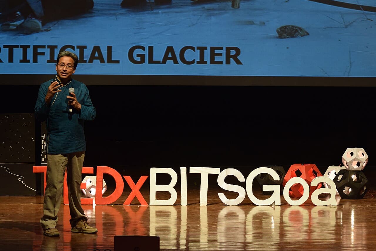 Sonam Wangchuk speaking at a public event