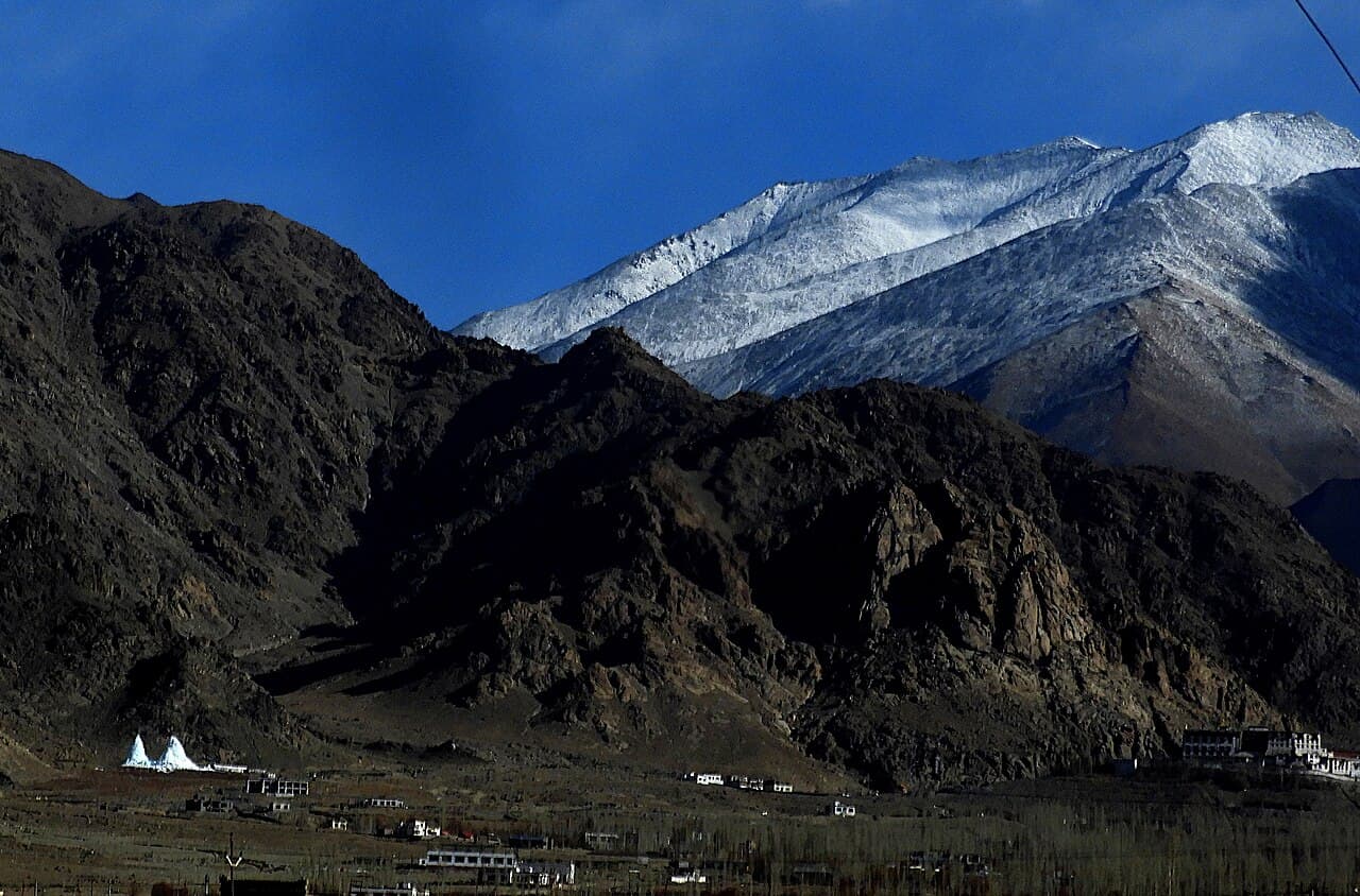 Ice stupas near Phyang monastery in Ladakh